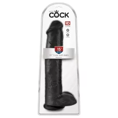 King Cock 15 - dildo z modrčki in priseskom - črna 38 cm