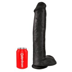 King Cock 15 - gigantski dildo s testisi (38 cm) - črn