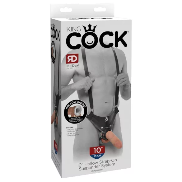 King Cock - strap-on dildo - votlo, nastavljivo, 25 cm