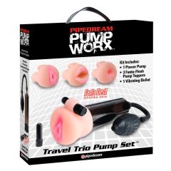   Pipedream Travel Trio - komplet vibracijskih črpalk za penis (črno-naravni)