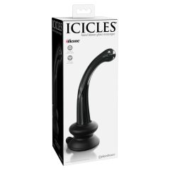 Icicles No. 87 - Stekleni dildo z G+P-točko (črn)