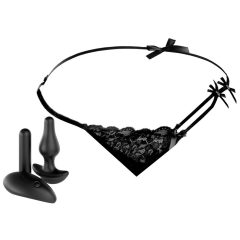   HOOKUP Bikini z metuljčkom - komplet vibracijskih hlačk z baterijami (črn)
