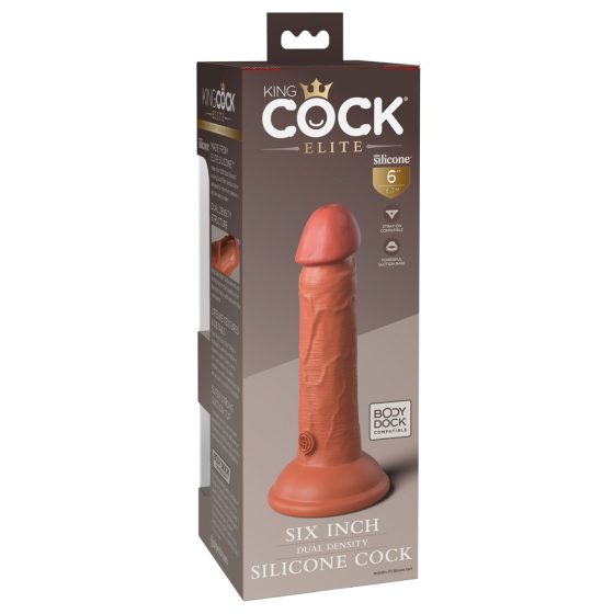 King Cock Elite 6 - pripenjalni, realistični dildo (15 cm) - temen