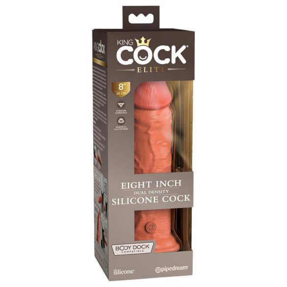 King Cock Elite 8 - prisesalni dildo (20cm) - temna naravna