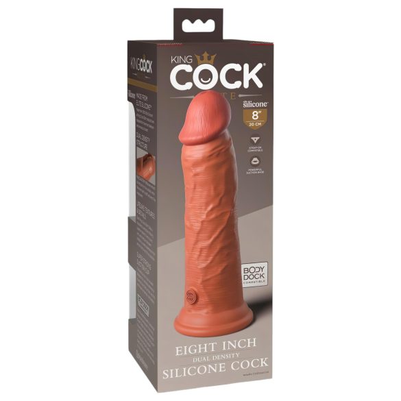 King Cock Elite 8 - prisesalni dildo (20cm) - temna naravna
