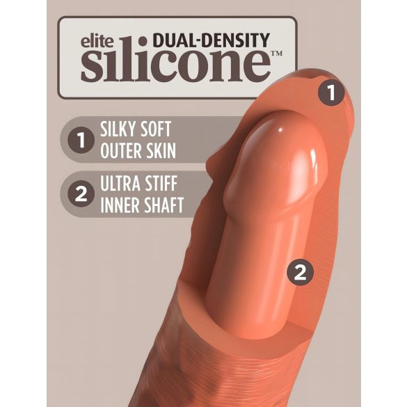 King Cock Elite 8 - prisesalni dildo (20cm) - temna naravna