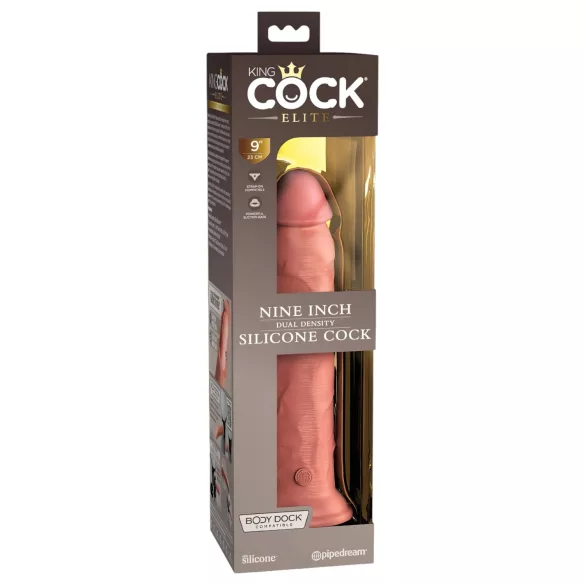 King Cock Elite - realistični dildo s priseskom - 23 cm - naravna barva