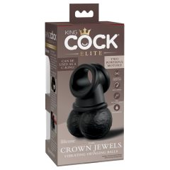 King Cock Elite Crown Jewels - vibracijski obroček (črn)