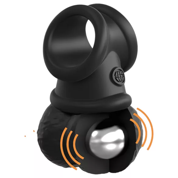 King Cock Crown Jewels - vibrirajoči obroček za penis (črn)