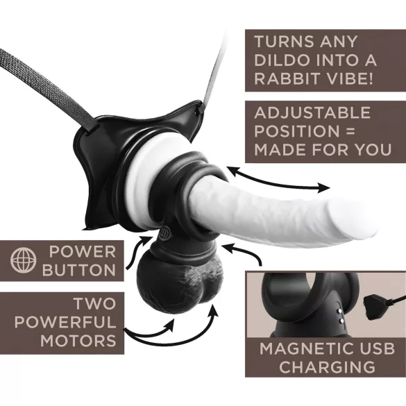 King Cock Crown Jewels - vibrirajoči obroček za penis (črn)