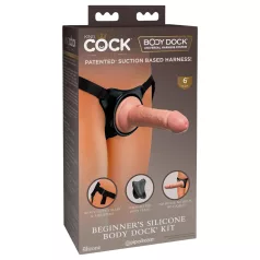   King Cock Elite Beginner's - pas z nastavkom - realistični penis - natur