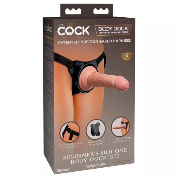 King Cock Elite Beginner's - pas z nastavkom - realistični penis - natur