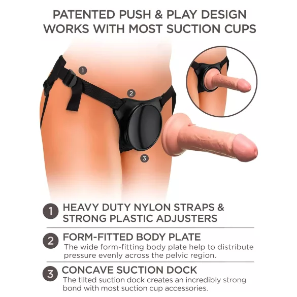 King Cock Elite Beginner's - pas z nastavkom - realistični penis - natur