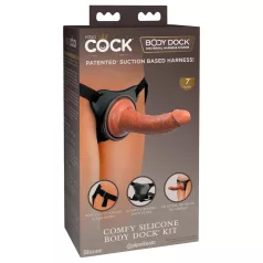   King Cock Elite Comfy - strap-on dildo s pasom - temna naravna barva