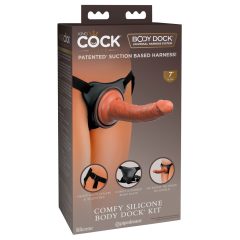   King Cock Elite Comfy - strap-on dildo s pasovi (temno naraven)