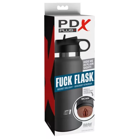 Fuck Flask Skriti Uživaj - umetna vagina v steklenici (črno-rjavo)