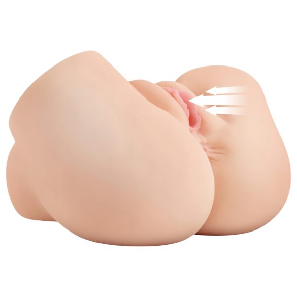 PDX Elite - sesalni, vibrirajoči 2v1 masturbator (naravno)