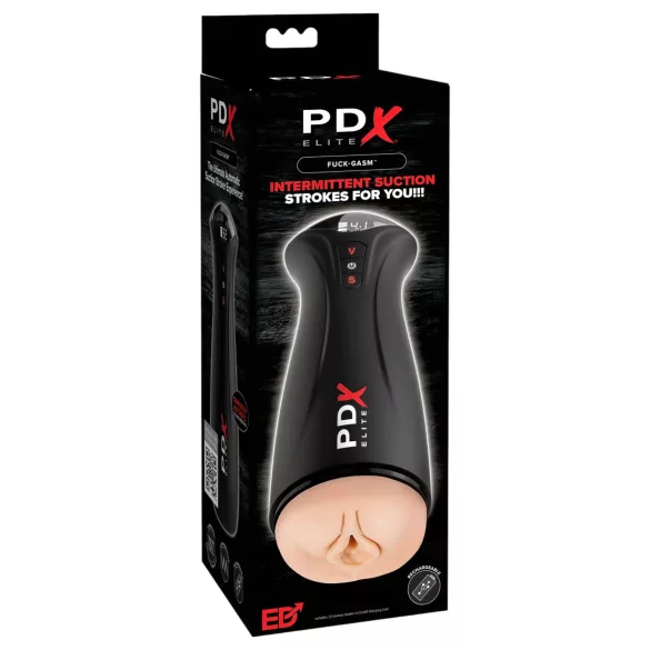 PDX Elite - moški masturbator z vakuumom in vibracijami - črn