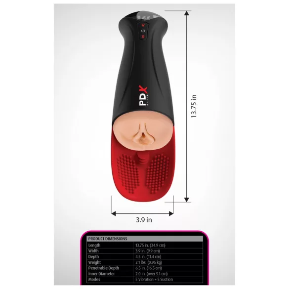 PDX Elite Fuck-O-Matic Pro XL avtomatski masturbator z vakuumom - črn
