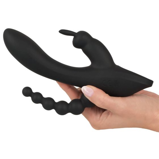 SMILE Triple - Vodoodporen vibrator s tremi zobmi, ki ga je mogoče polniti (črn)