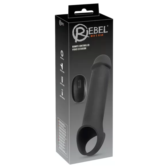 Rebel - vibrirajoči penis tulec - akumulatorski, daljinsko upravljanje - črn