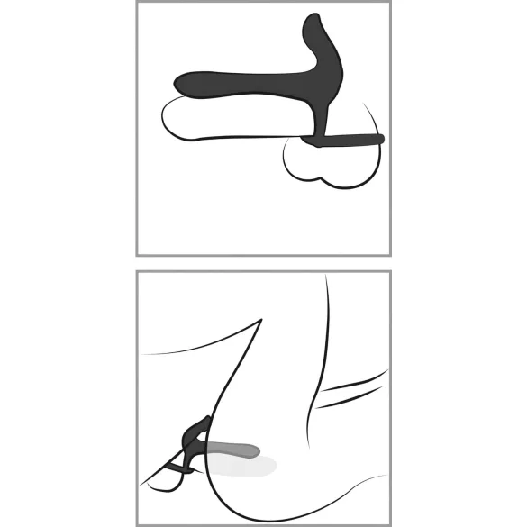 Black Velvets - vibrator in erekcijski obroč 2v1 - polnjenje - črna