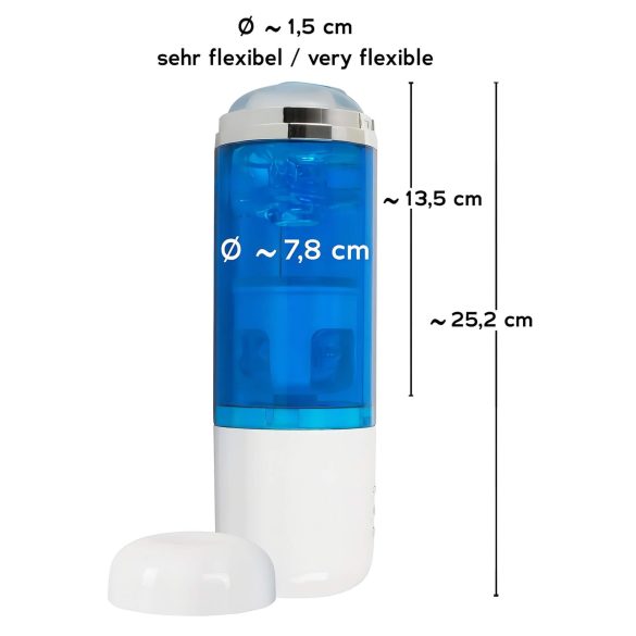 You2Toys - masturbator s potiskanjem in vrtenjem - polnilni - modro-bel