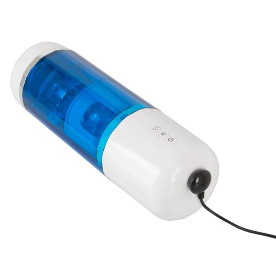 You2Toys - Vibracijski masturbator z možnostjo polnjenja, vrtljiv (modra in bela)