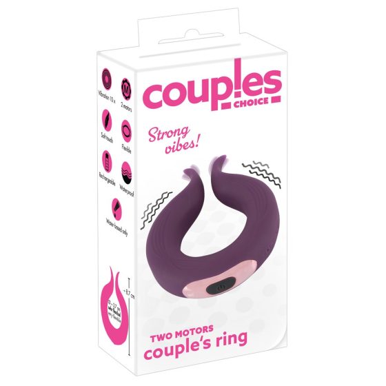 Couples Choice - baterijski obroček za penis z dvema motorjema (vijolične barve)