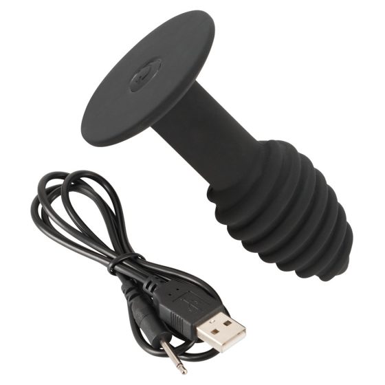 Black Velvet Twist - silikonski analni vibrator za polnjenje (črn)