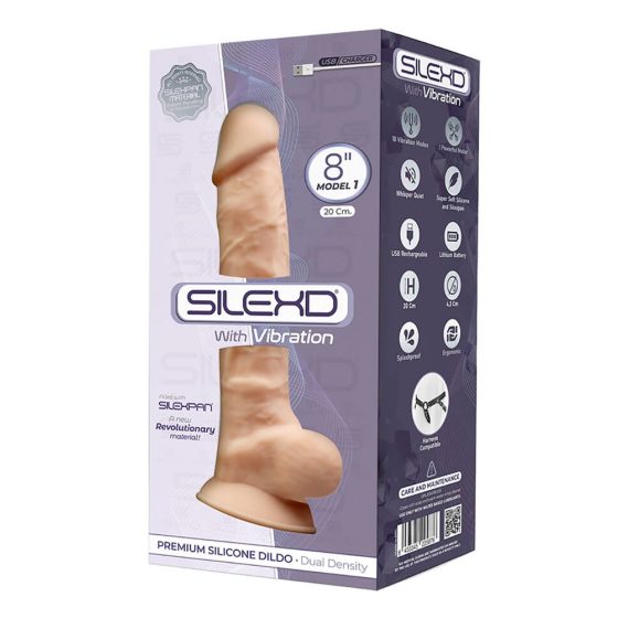 Silexd 8 - prilagodljiv vibrator za moda, ki se prilagaja - 20 cm (naravni)
