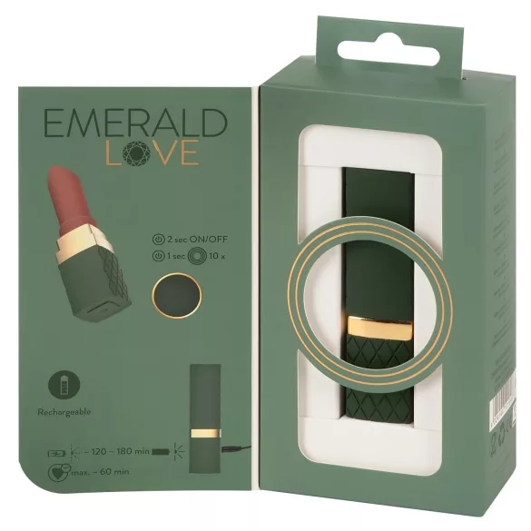 Emerald Love - akumulatorski, vodoodporni vibrator v obliki šminke (rdeč)