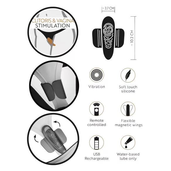 GoGasm Panty - vibrator za klitoris z daljinskim upravljanjem - polnjenje USB