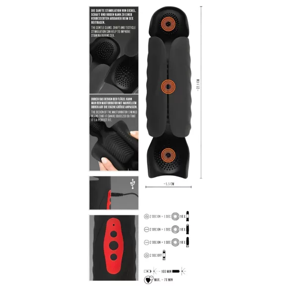 Rebel - 3-motorski vibrator za prostato (črn)
