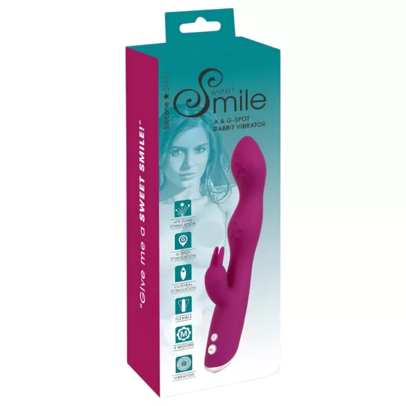 SMILE - vibrator s prilagodljivo ročko za klitoris, A in G-točko - vijoličen