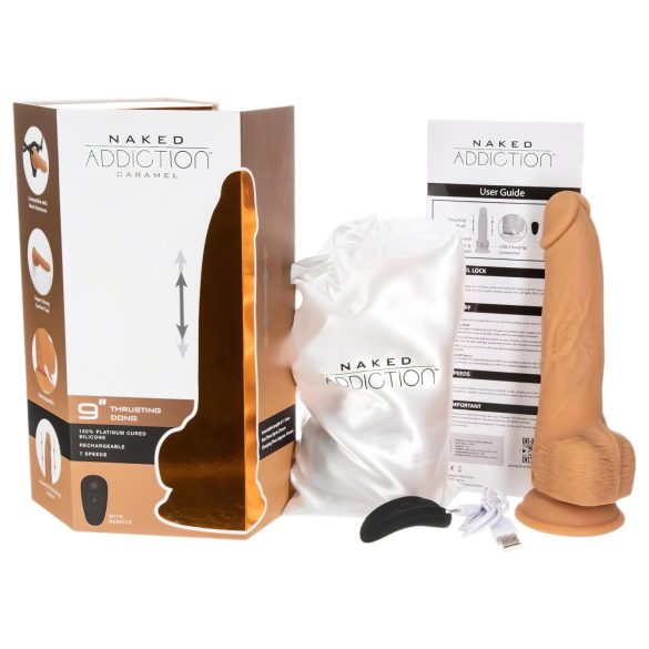 Naked Addiction Thrusting 9 - potisni vibrator - temen (23cm)