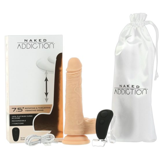 Naked Addiction Thrusting 7,5 - vibrator z možnostjo polnjenja (19 cm) - naravni