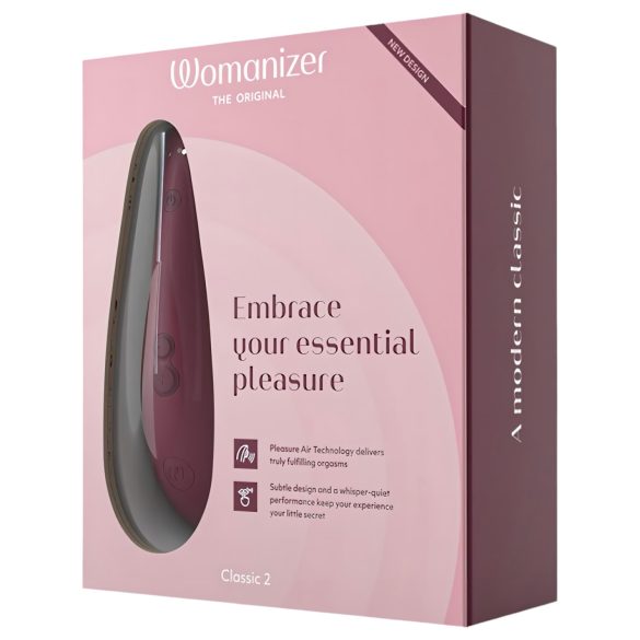 Womanizer Classic 2 - polnilni stimulator klitorisa na zračni valovi - rdeč