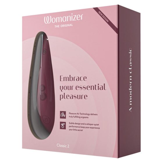 Womanizer Classic 2 - vodoodporen stimulator klitorisa, ki ga je mogoče ponovno napolniti (bordo)