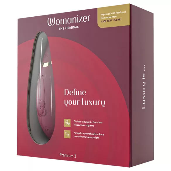 Womanizer Premium 2 - stimulator klitorisa z zračnimi valovi - rdeč
