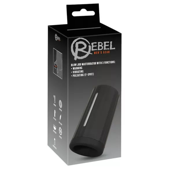 Rebel - moški masturbator z 3 funkcijami - polnilni, črn