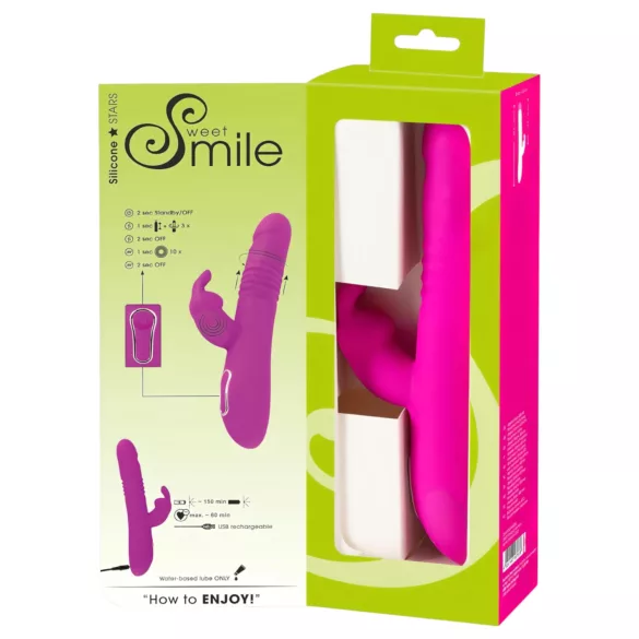 SMILE - vibrator zajček z gibanjem in rotacijo - klitoralni stimulator - roza