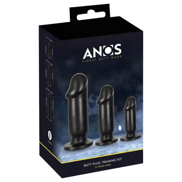Anos Training Kit - komplet analnih čepkov (3-delni, črn)