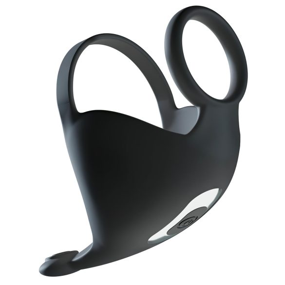 Rebel - erekcijski obroč in vibracijski stimulator za moda - akumulatorski - črn