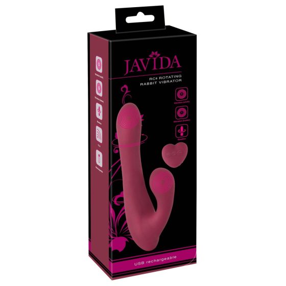 Javida - Rotacijski vibrator z možnostjo polnjenja, radijsko voden, z vrtljivim ročajem (rdeč)