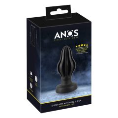 ANOS - super mehak analni dildo z rebri - 5 cm (črn)