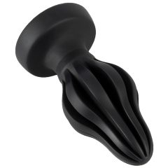 ANOS - super mehak analni dildo z rebri - 7 cm (črn)