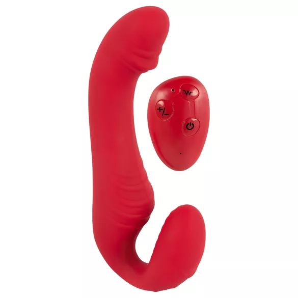 You2Toys - dvojni vibrator brez pasov - daljinski upravljalnik - rdeč