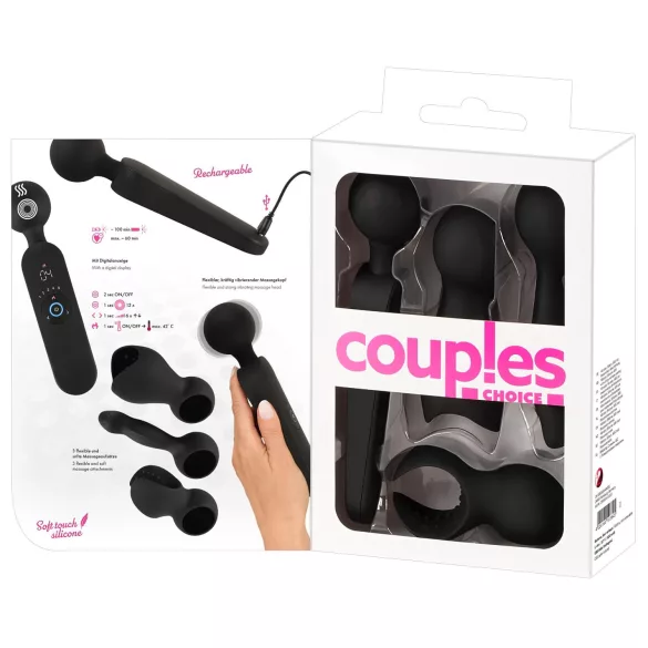 Couples Choice - vibrator za pare - grelna funkcija - polnjenje USB - črna