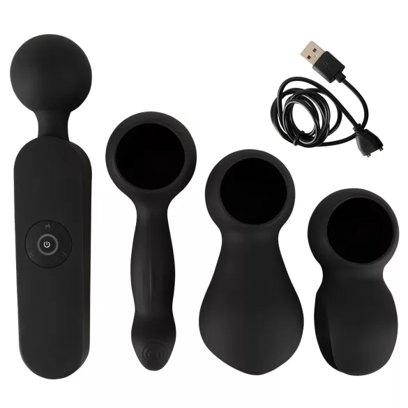 Couples Choice - vibrator za pare - grelna funkcija - polnjenje USB - črna